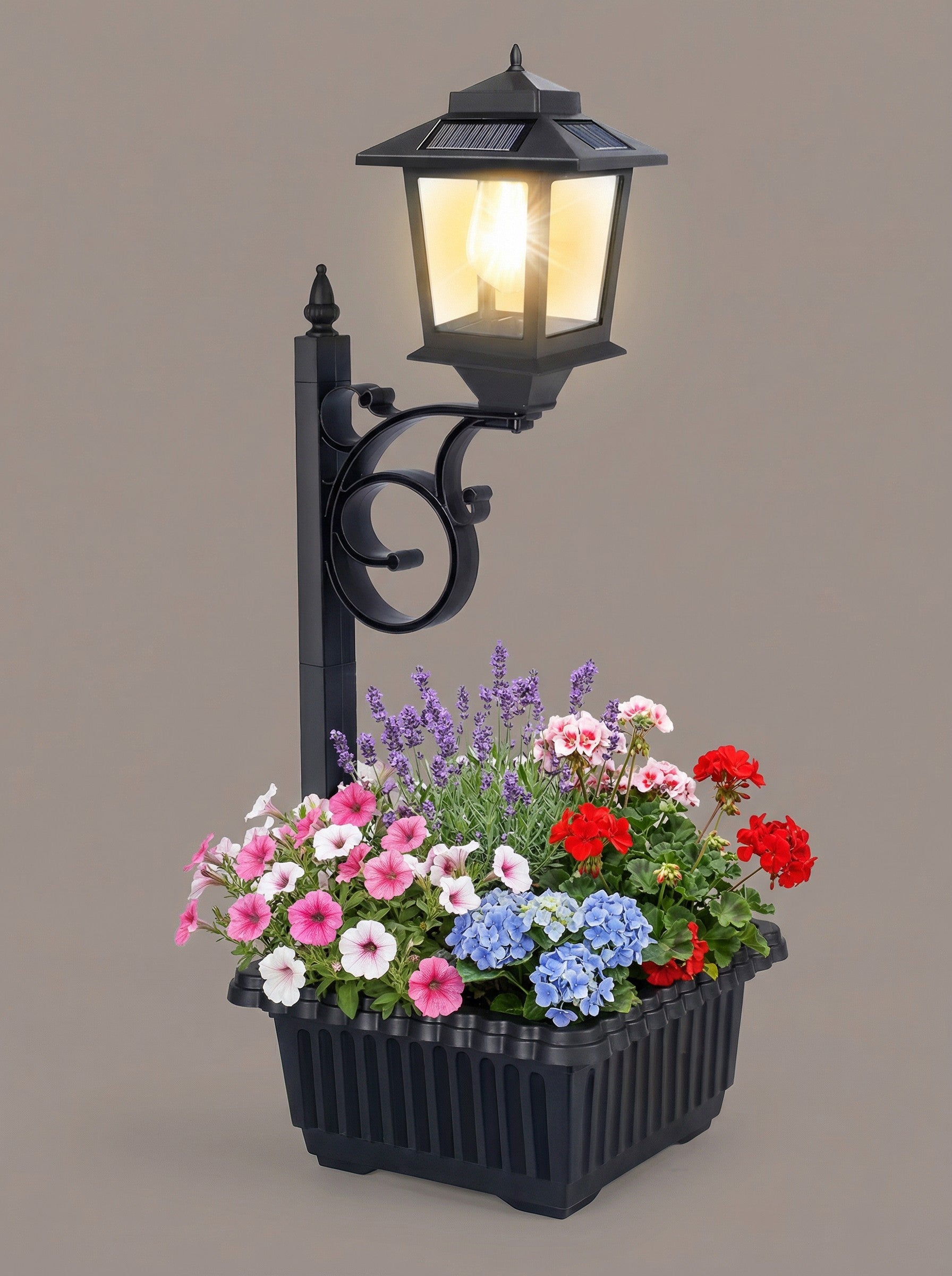 Solar Lamp Post with Flower Pot