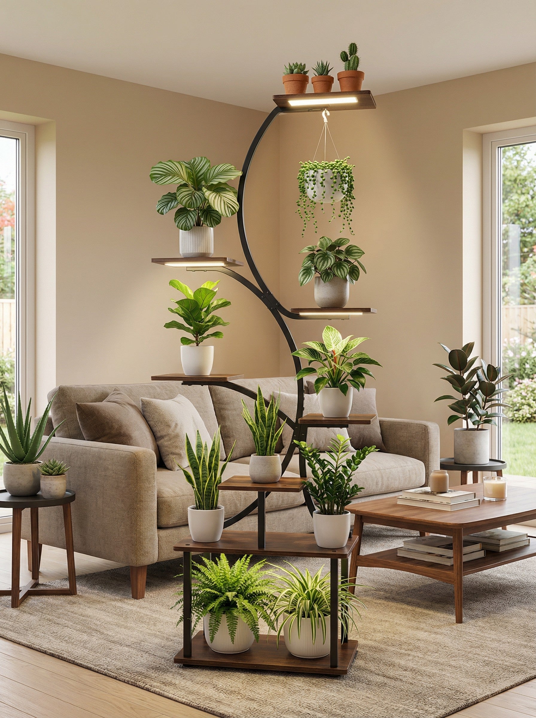 8-Tier Metal Plant Stand with Grow Lights