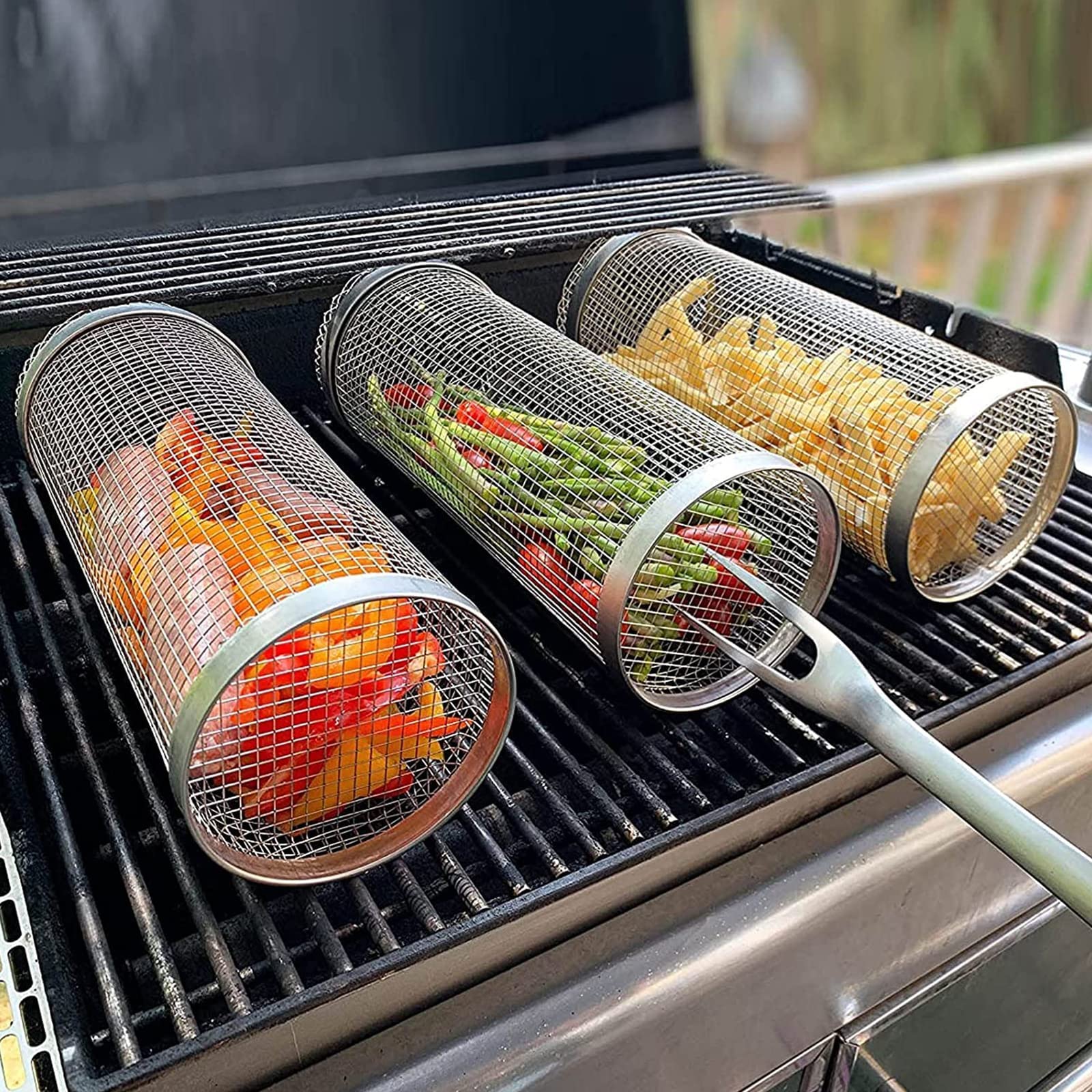 Rolling BBQ Grill Basket – product view 1