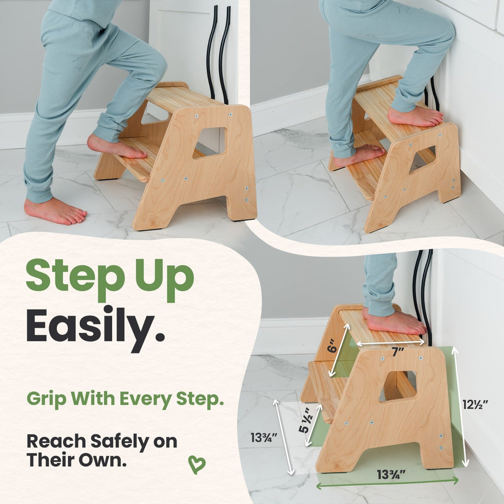 2-Step Wooden Stool for Toddlers – Ages 2+
