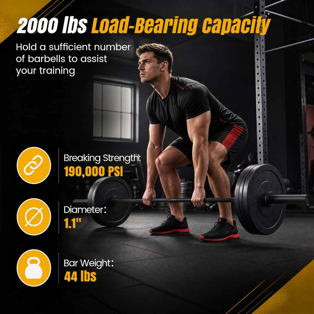 7-Ft Olympic Barbell – 2,000 lb Capacity
