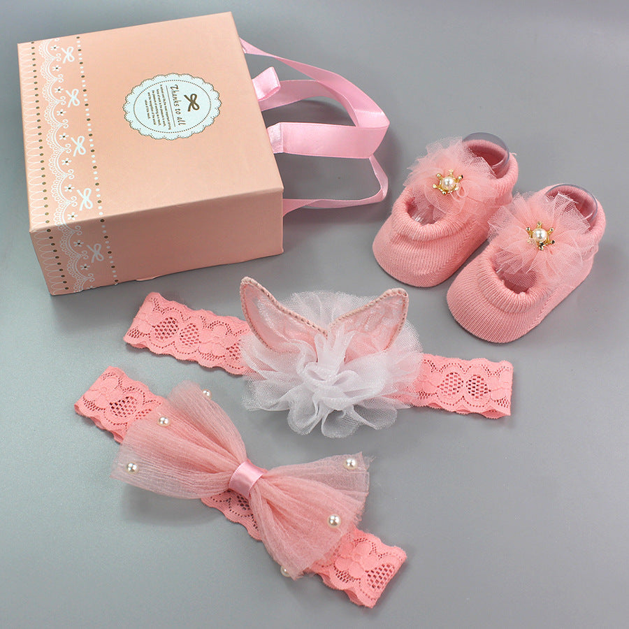 Baby Girl Headband & Sock Accessory Set