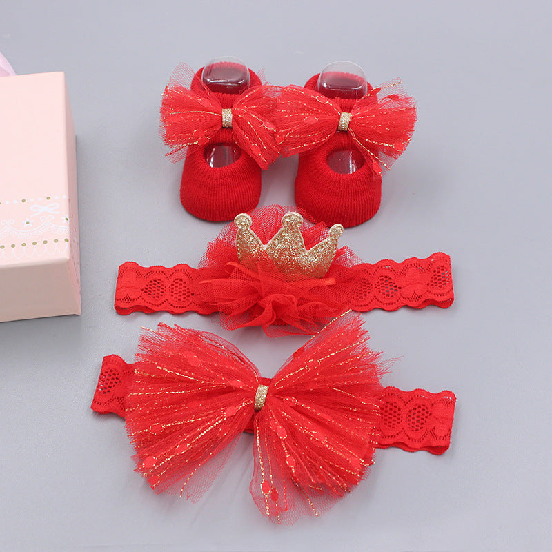 Baby Girl Headband & Sock Accessory Set
