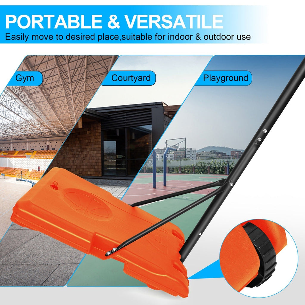 Kids Adjustable Basketball Hoop – Orange, 5.6–7 ft