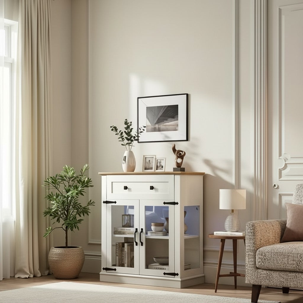Modern Glass-Door Storage Cabinet