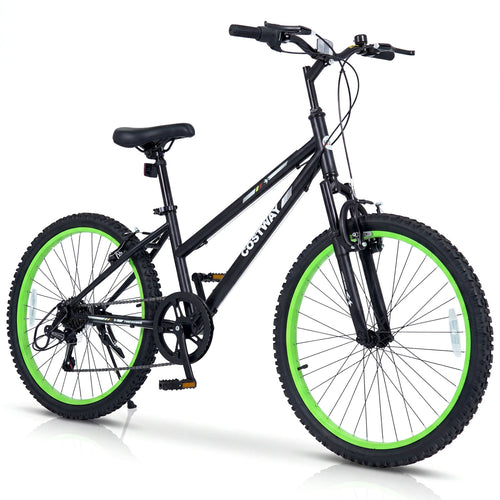 24-inch kids 7-speed mountain bike in black