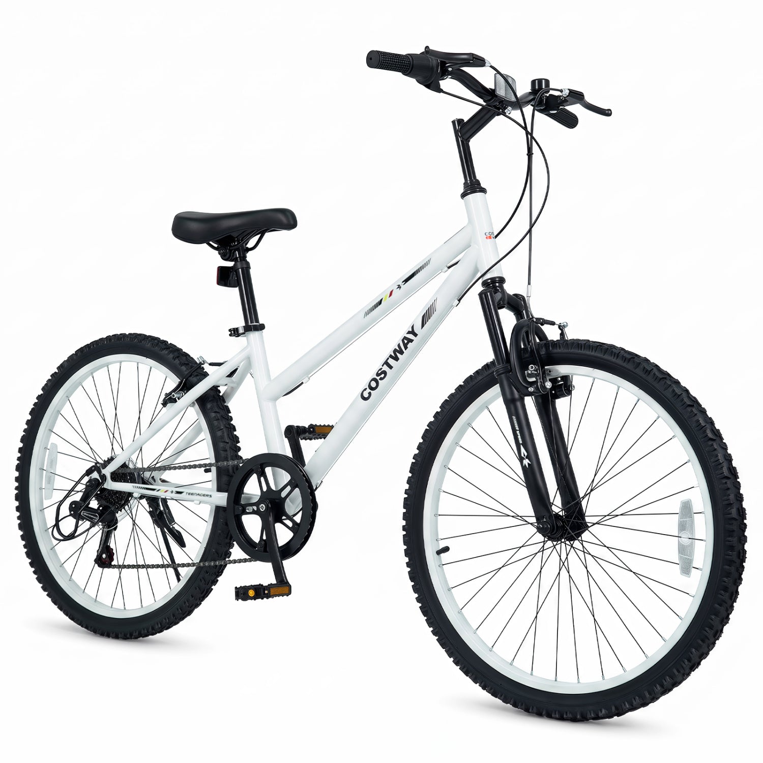24-Inch Kids 7-Speed Mountain Bike – White