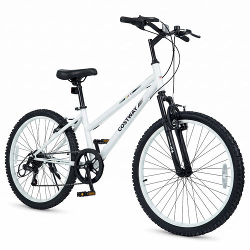 24-inch kids 7-speed mountain bike in white