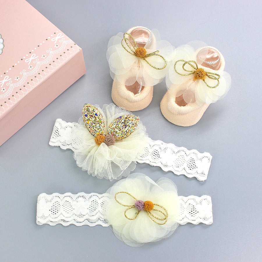 Baby Girl Headband & Sock Accessory Set