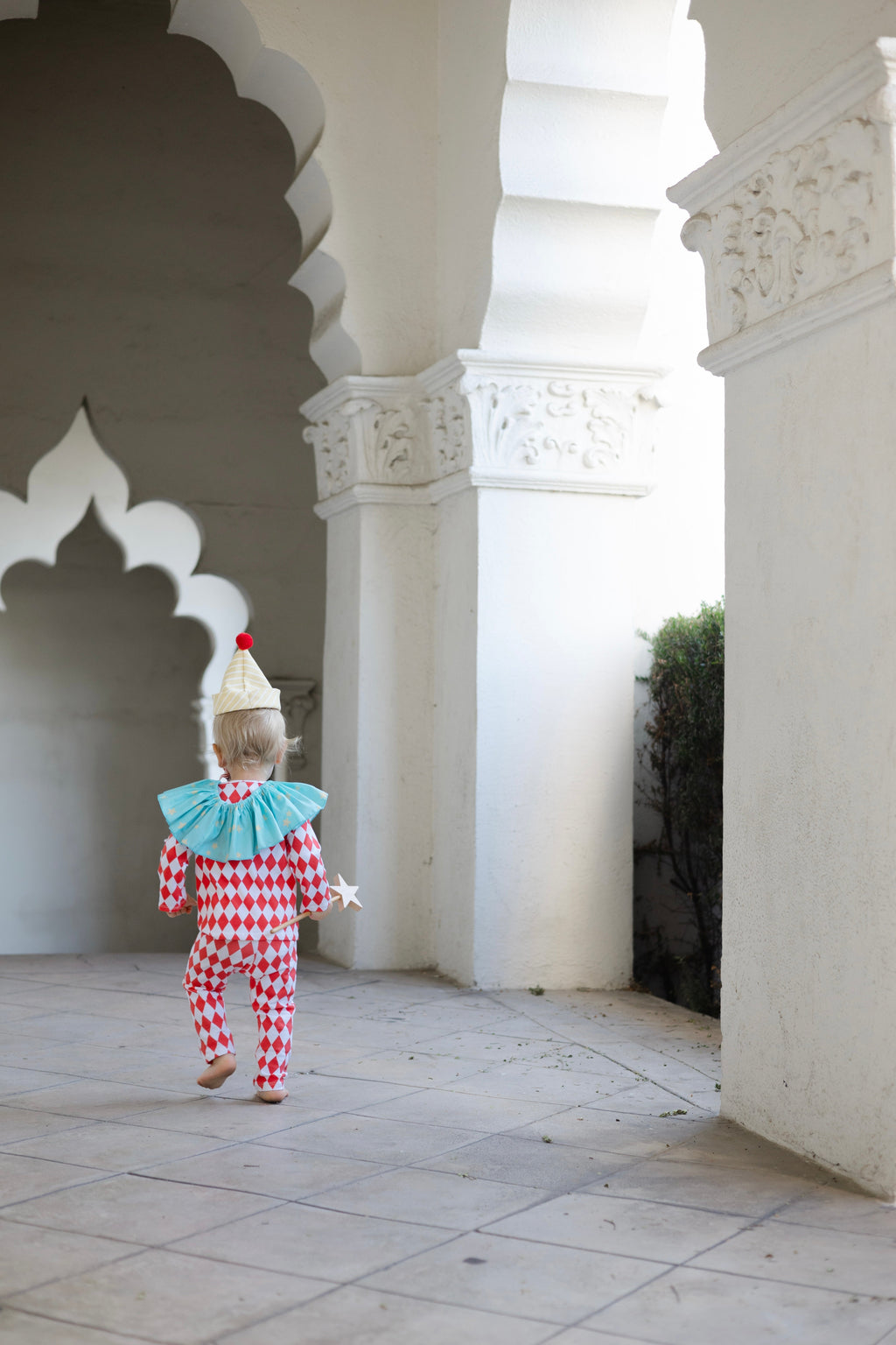Vintage Harlequin Clown Costume for Kids – product view 4