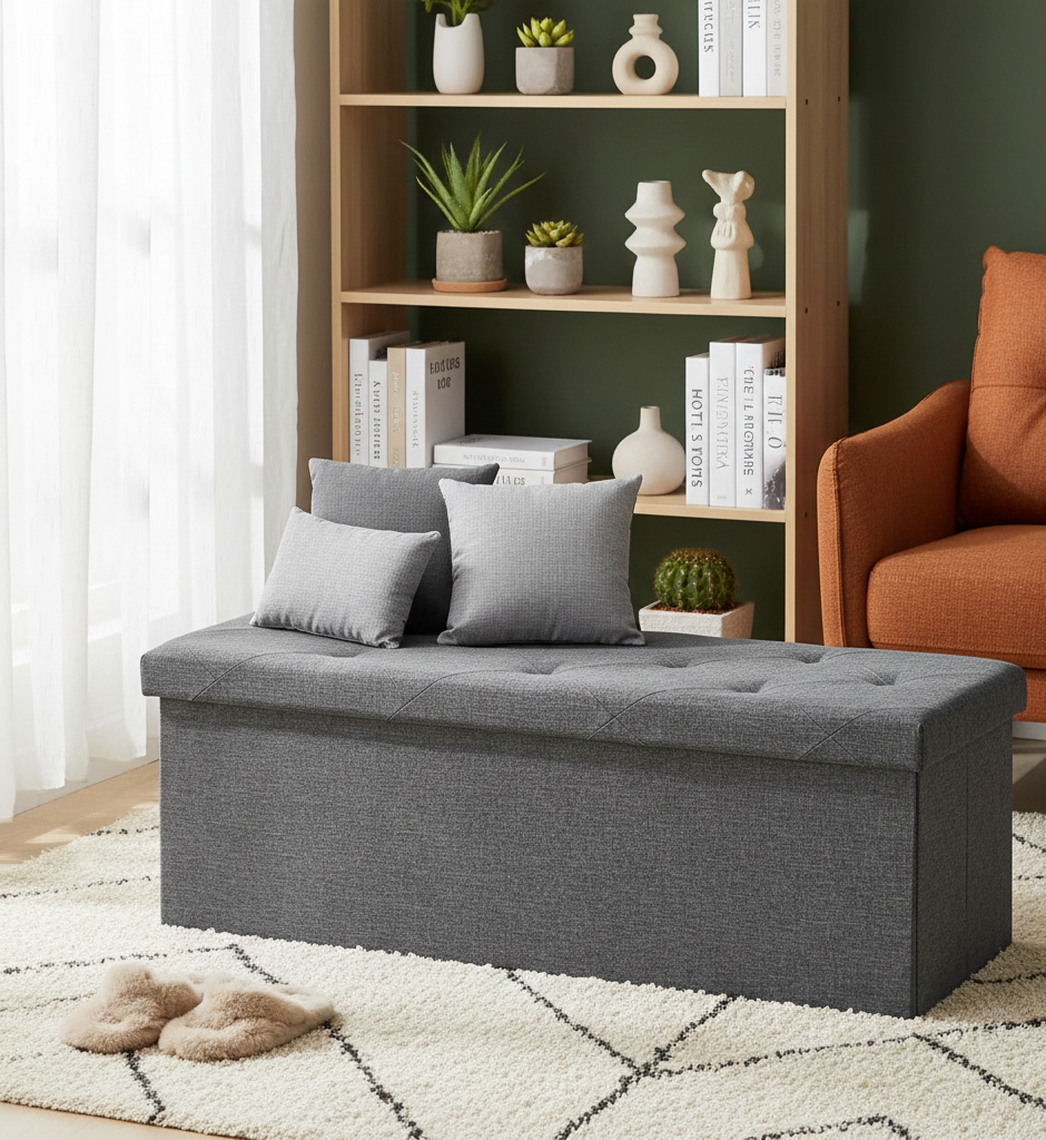 30/43" Folding Storage Ottoman Bench