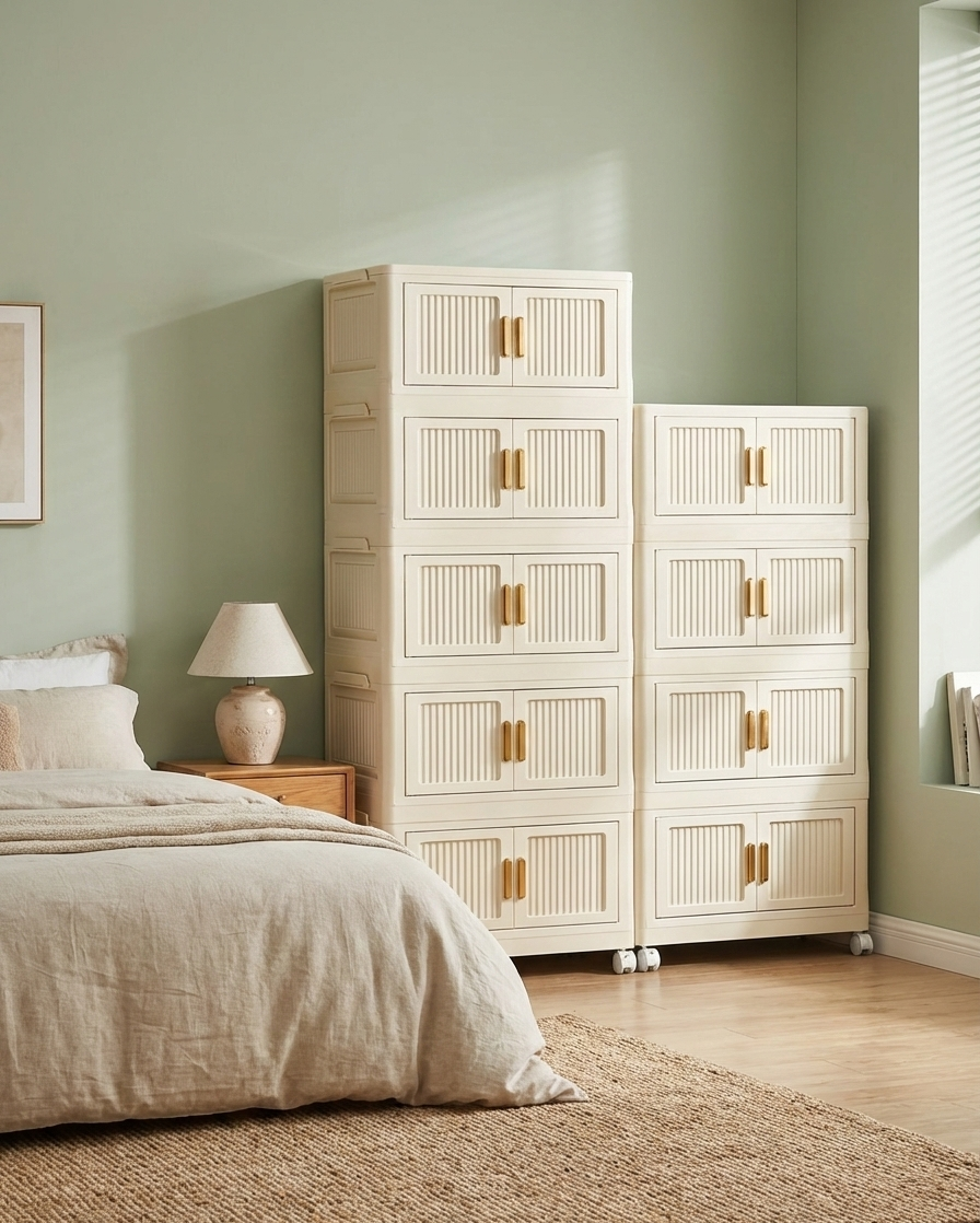 Foldable Rolling Storage Cabinet – 2–6 Layers