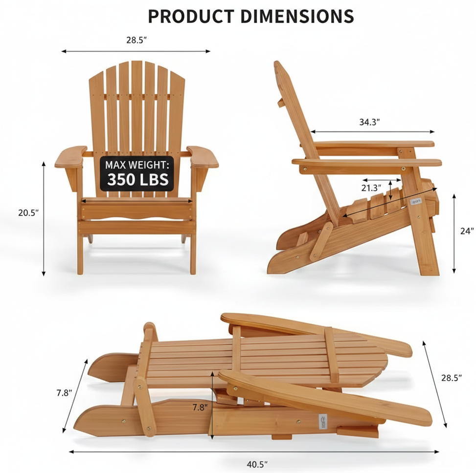 Folding Wooden Adirondack Chair