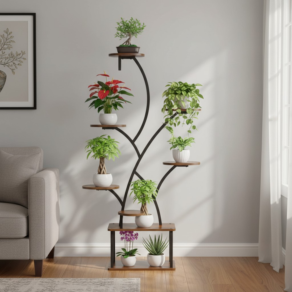 8-Tier Metal Plant Stand with Grow Lights