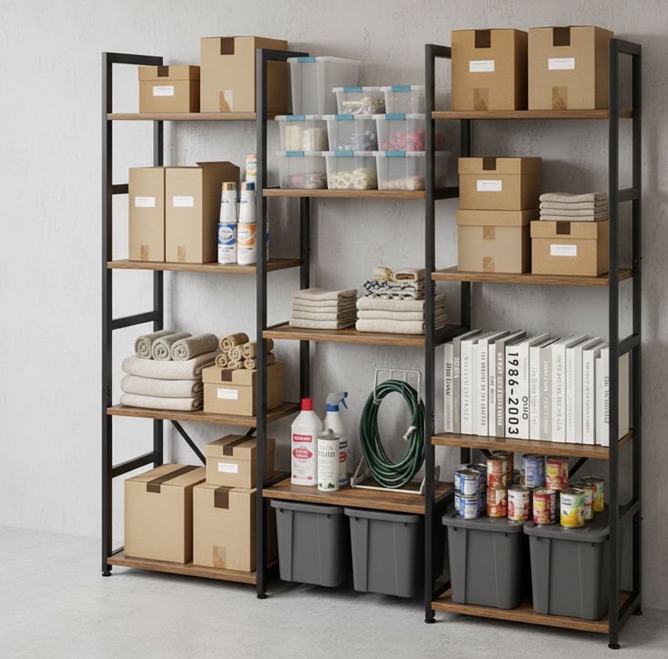 Industrial Multi-Tier Bookshelf