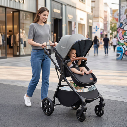 2-in-1 convertible baby stroller with car seat adapters