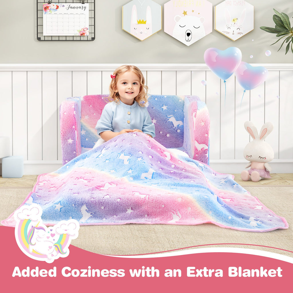 2-in-1 Glow-in-the-Dark Kids Couch with Blanket