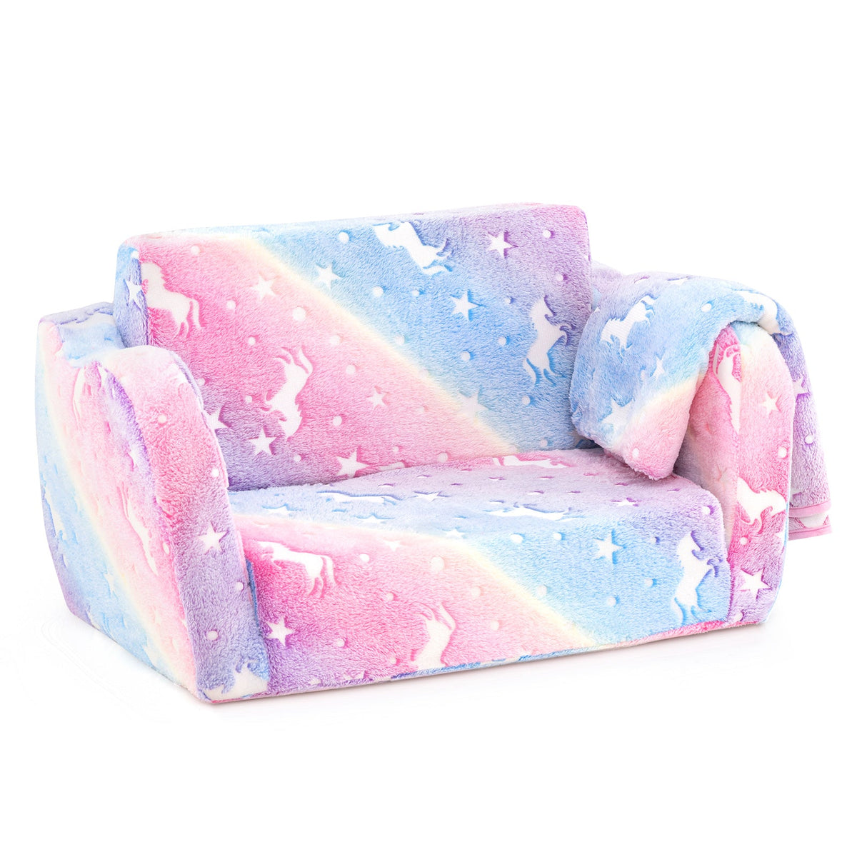 2-in-1 Glow-in-the-Dark Kids Couch with Blanket