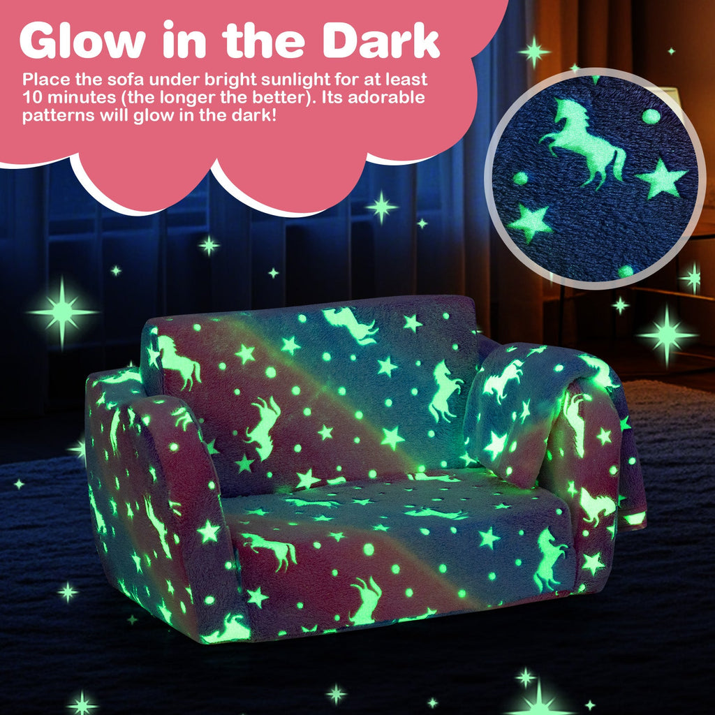 2-in-1 Glow-in-the-Dark Kids Couch with Blanket