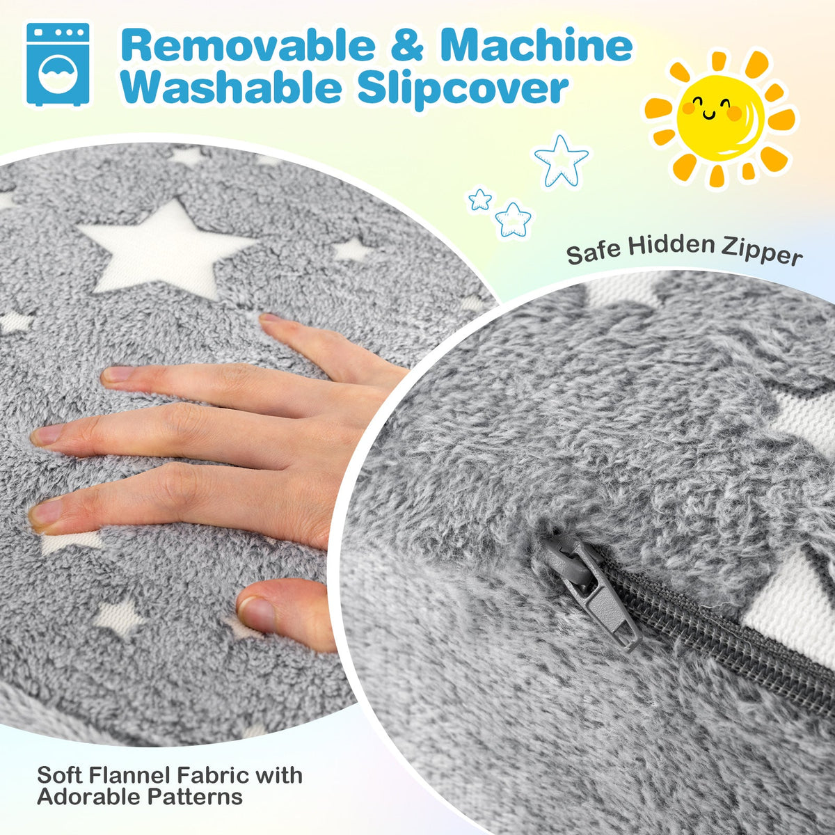 2-in-1 Glow-in-the-Dark Kids Couch with Blanket – Gray