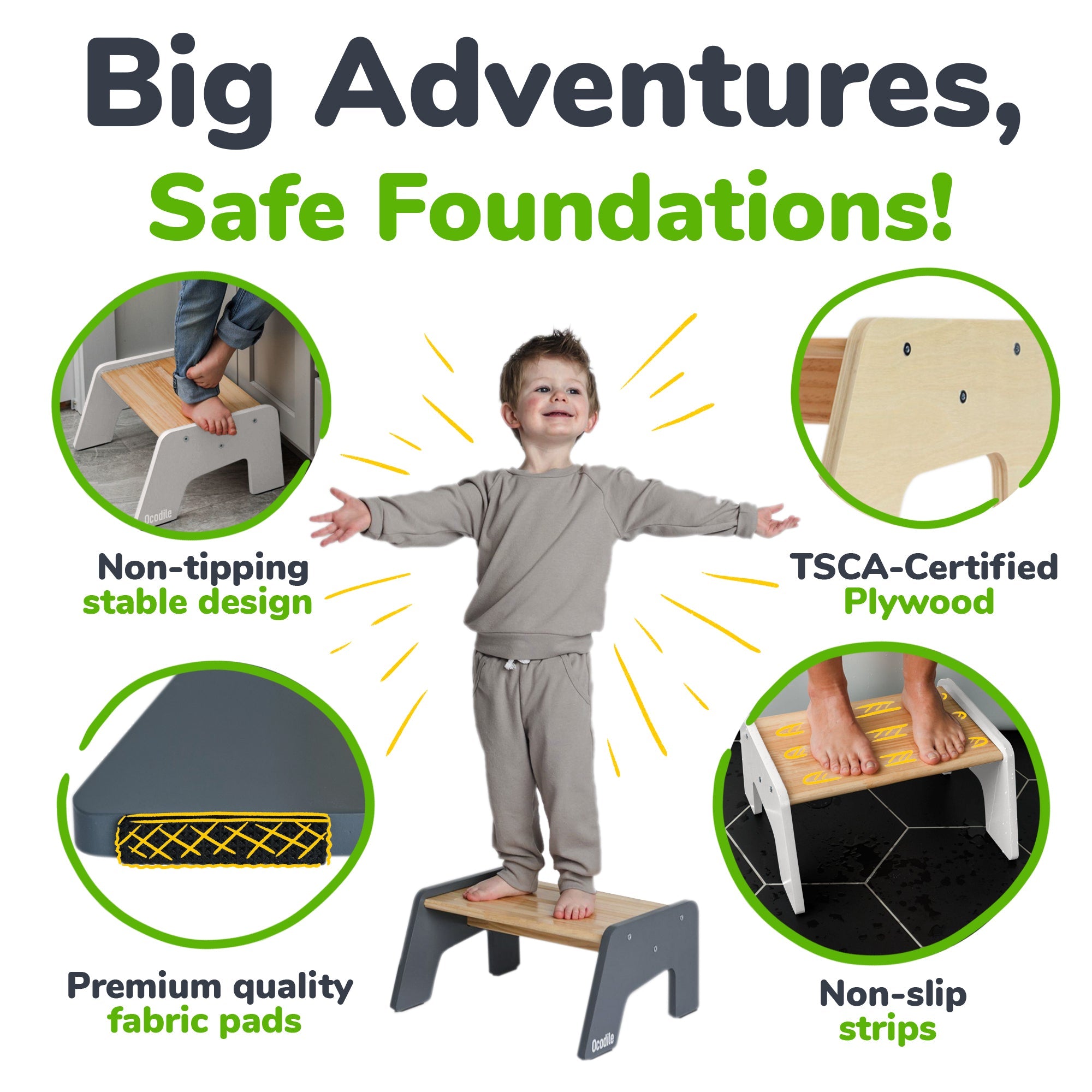 1-Step Wooden Kids Stool