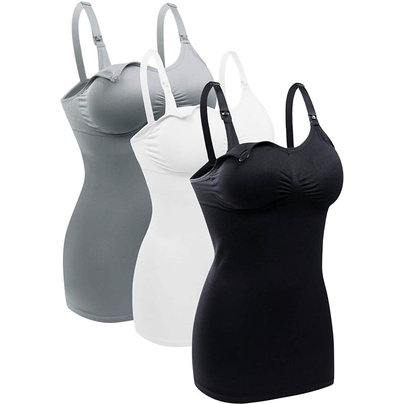 3-Pack Women’s Nursing Tank Tops with Built-In Bra