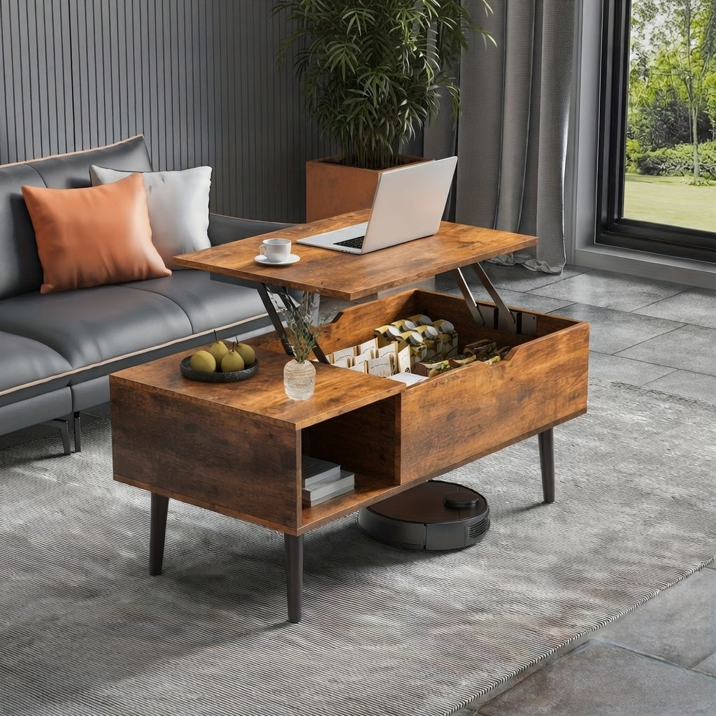 Lift-Top Coffee Table with Hidden Storage