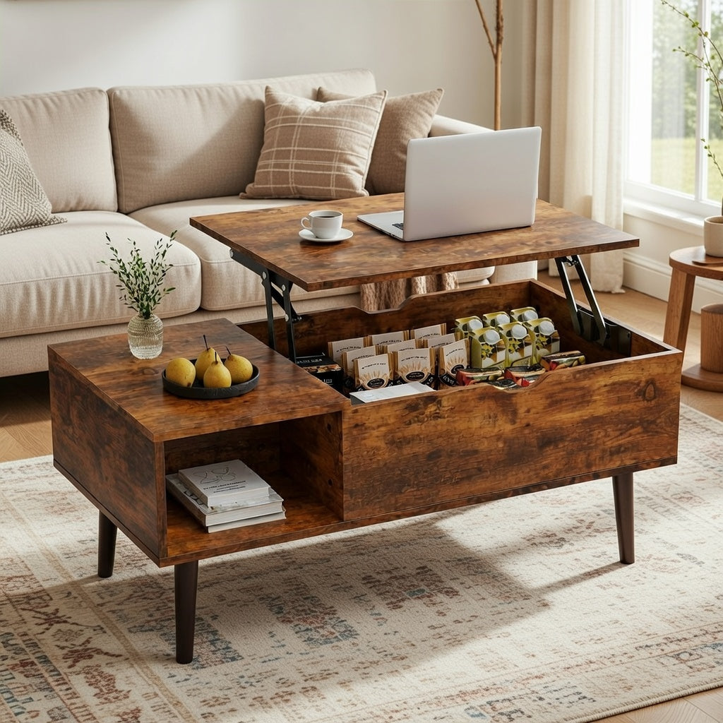 Lift-Top Coffee Table with Hidden Storage