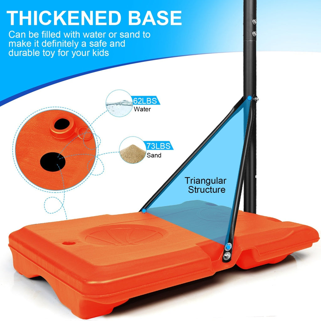 Kids Adjustable Basketball Hoop – Orange, 5.6–7 ft