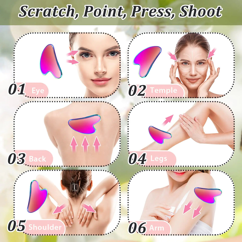 Stainless Steel Gua Sha Tool with Travel Pouch