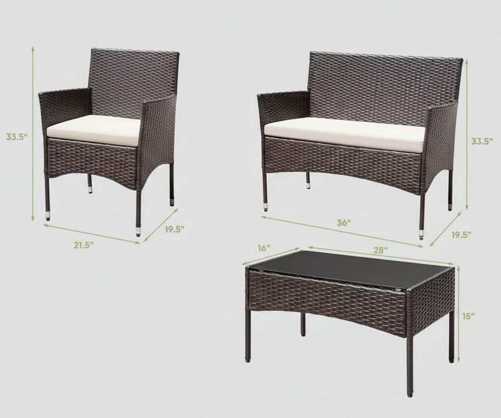 4-Piece Rattan Patio Furniture Set