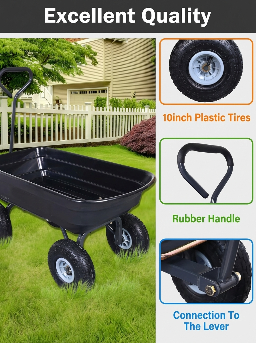 600 lb Heavy-Duty Garden Dump Cart