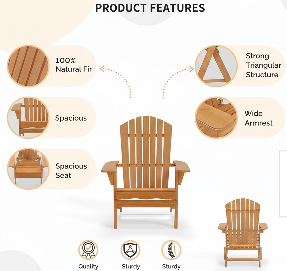 Folding Wooden Adirondack Chair