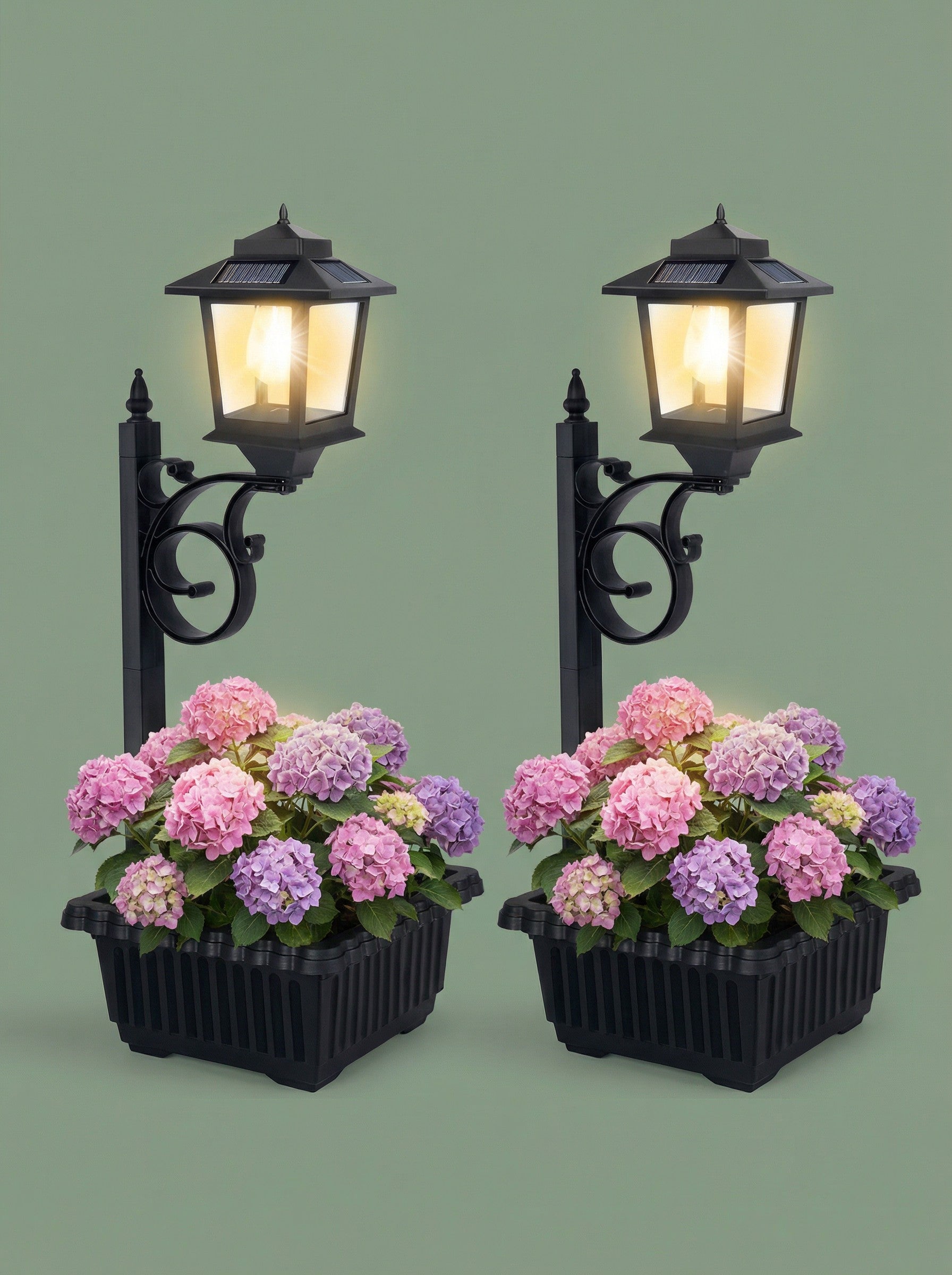 Solar Lamp Post with Flower Pot