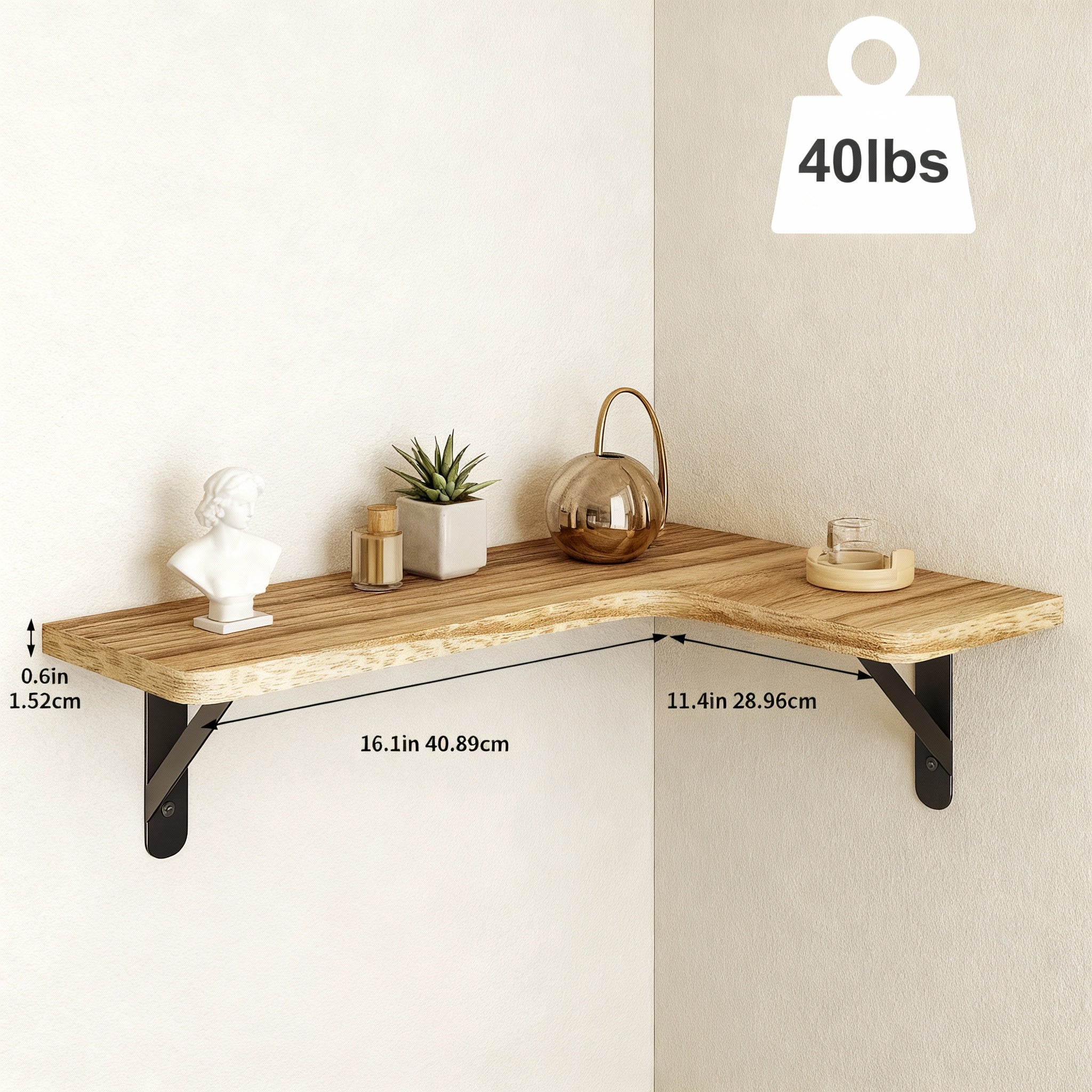 5-Piece Rustic Corner Floating Shelf Set