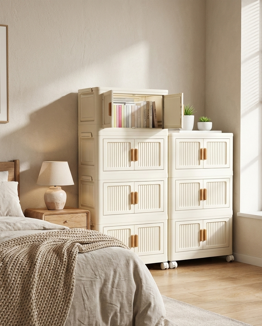 Foldable Rolling Storage Cabinet – 2–6 Layers