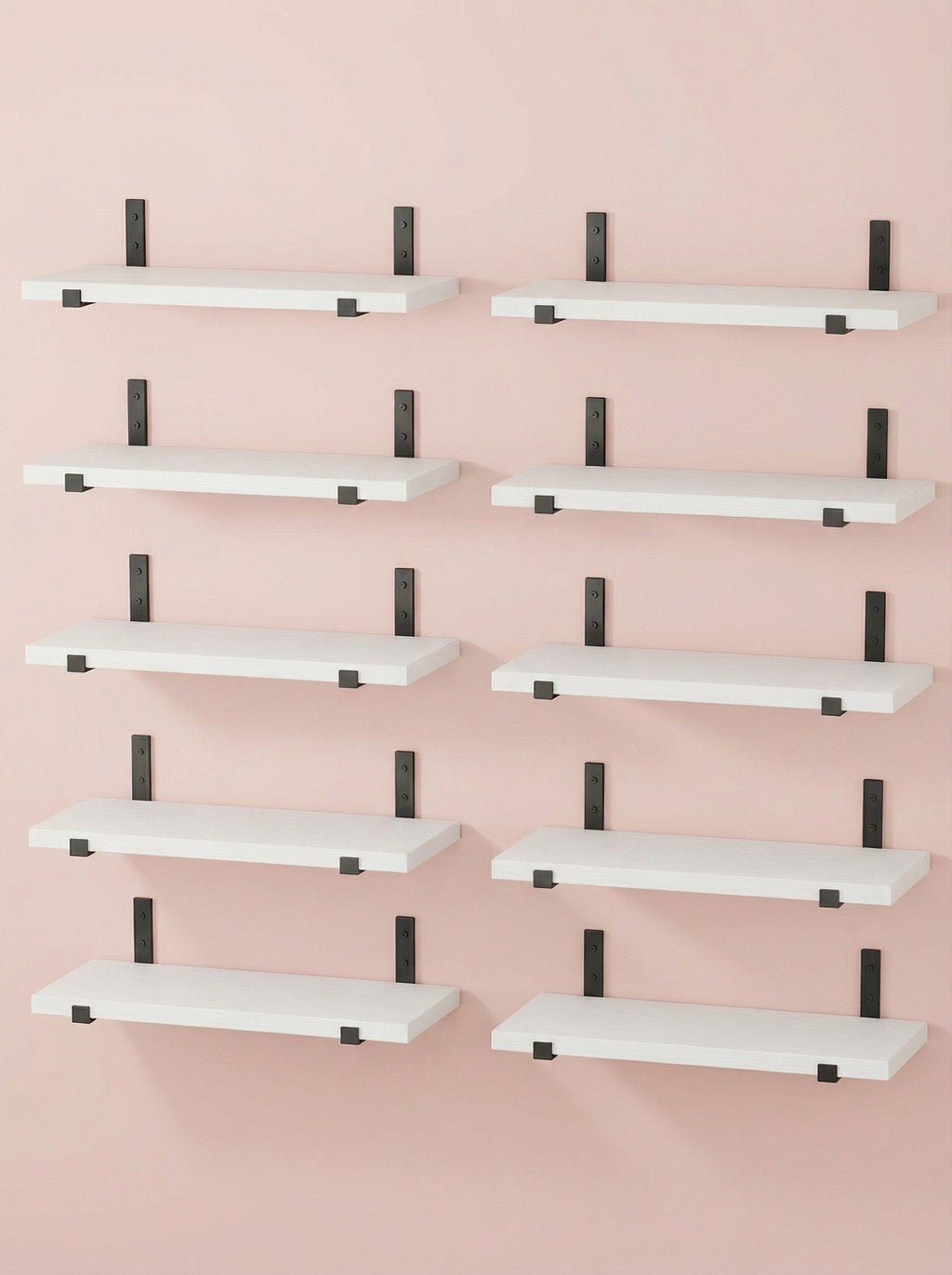 Rustic Wall Shelves with Metal Brackets – 5/8 Pack