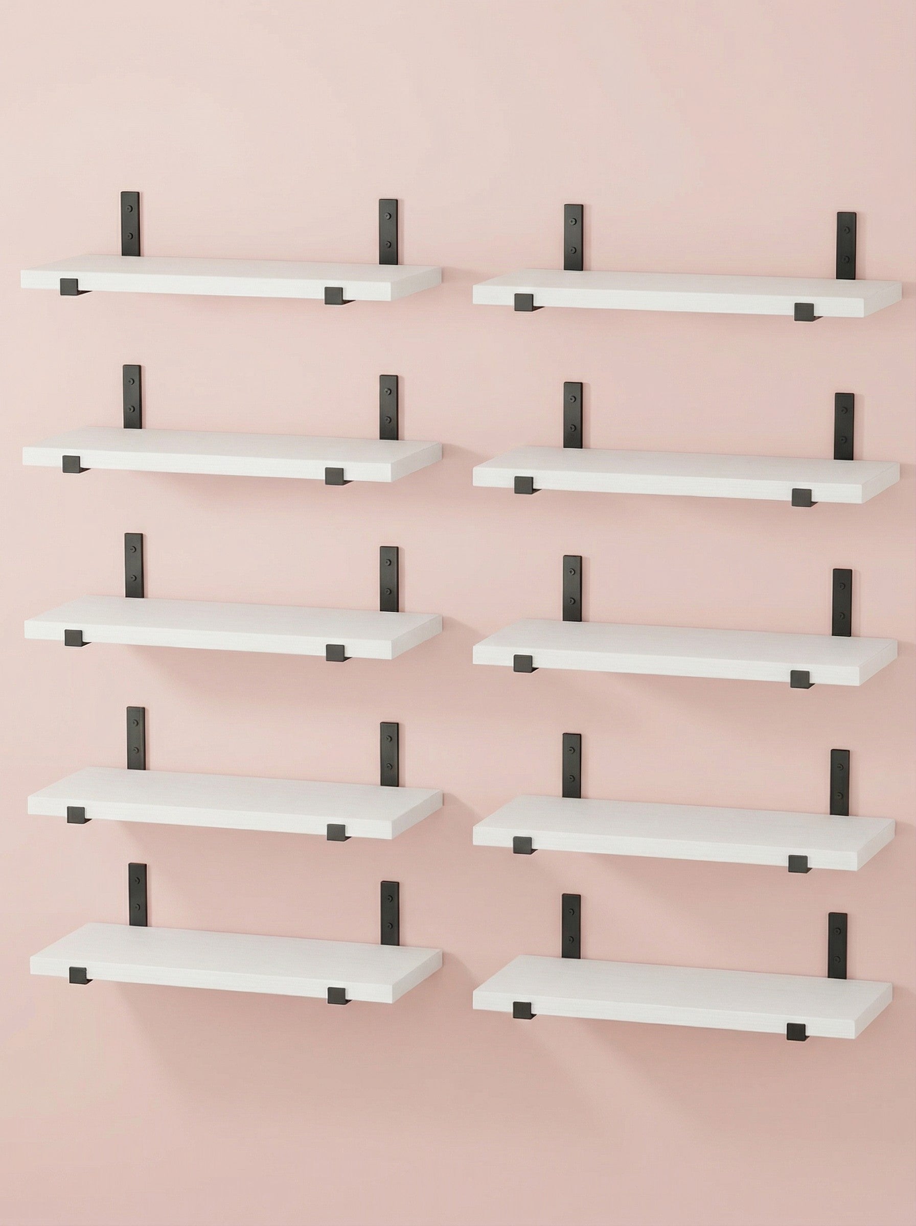 Rustic Wall Shelves with Metal Brackets – 5/8 Pack