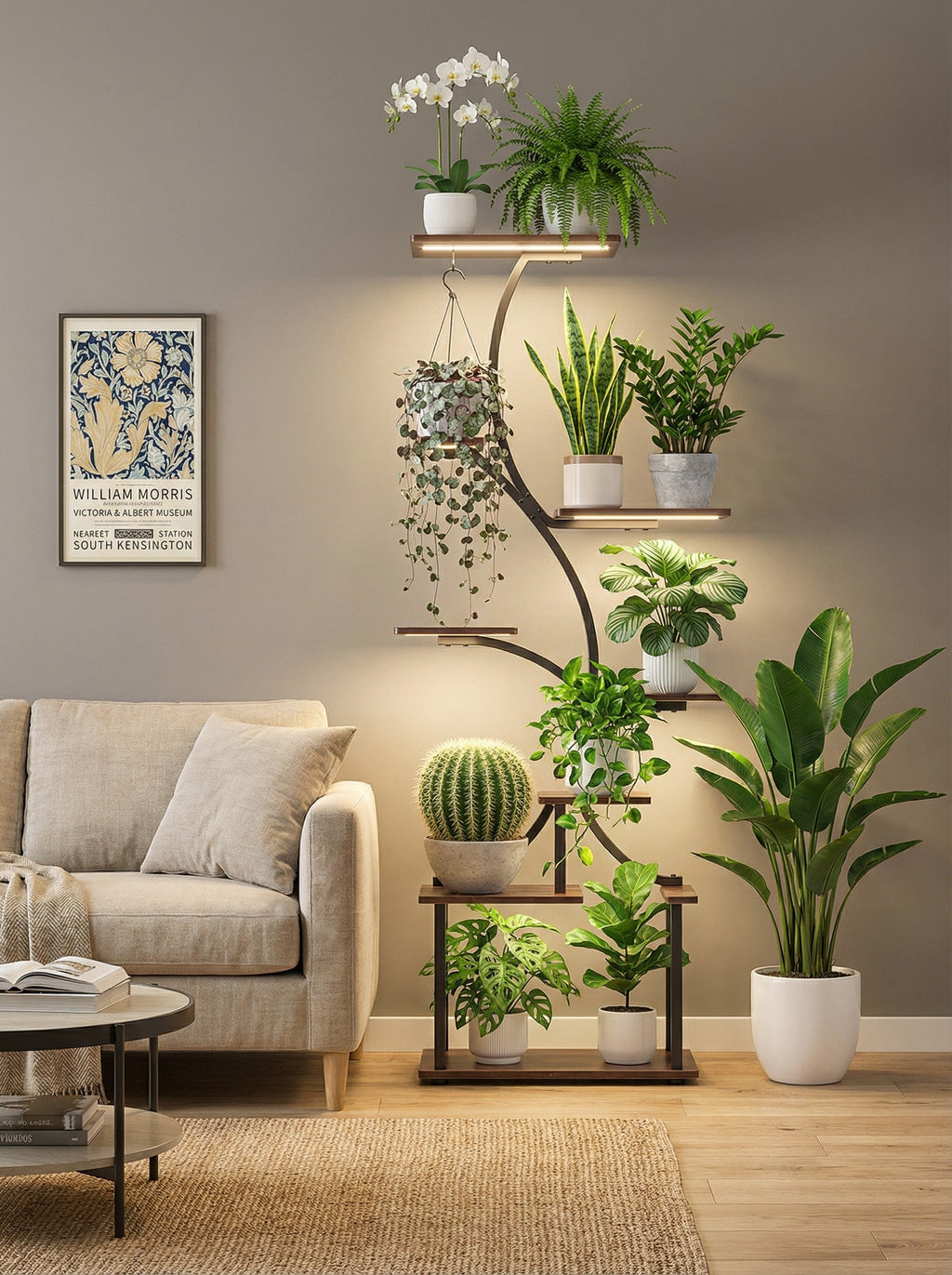 8-Tier Metal Plant Stand with Grow Lights