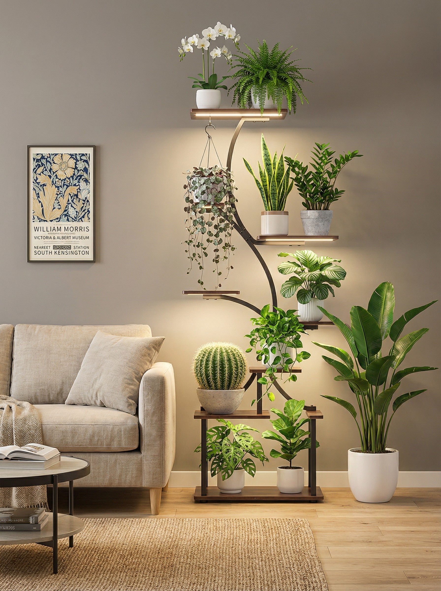 8-Tier Metal Plant Stand with Grow Lights
