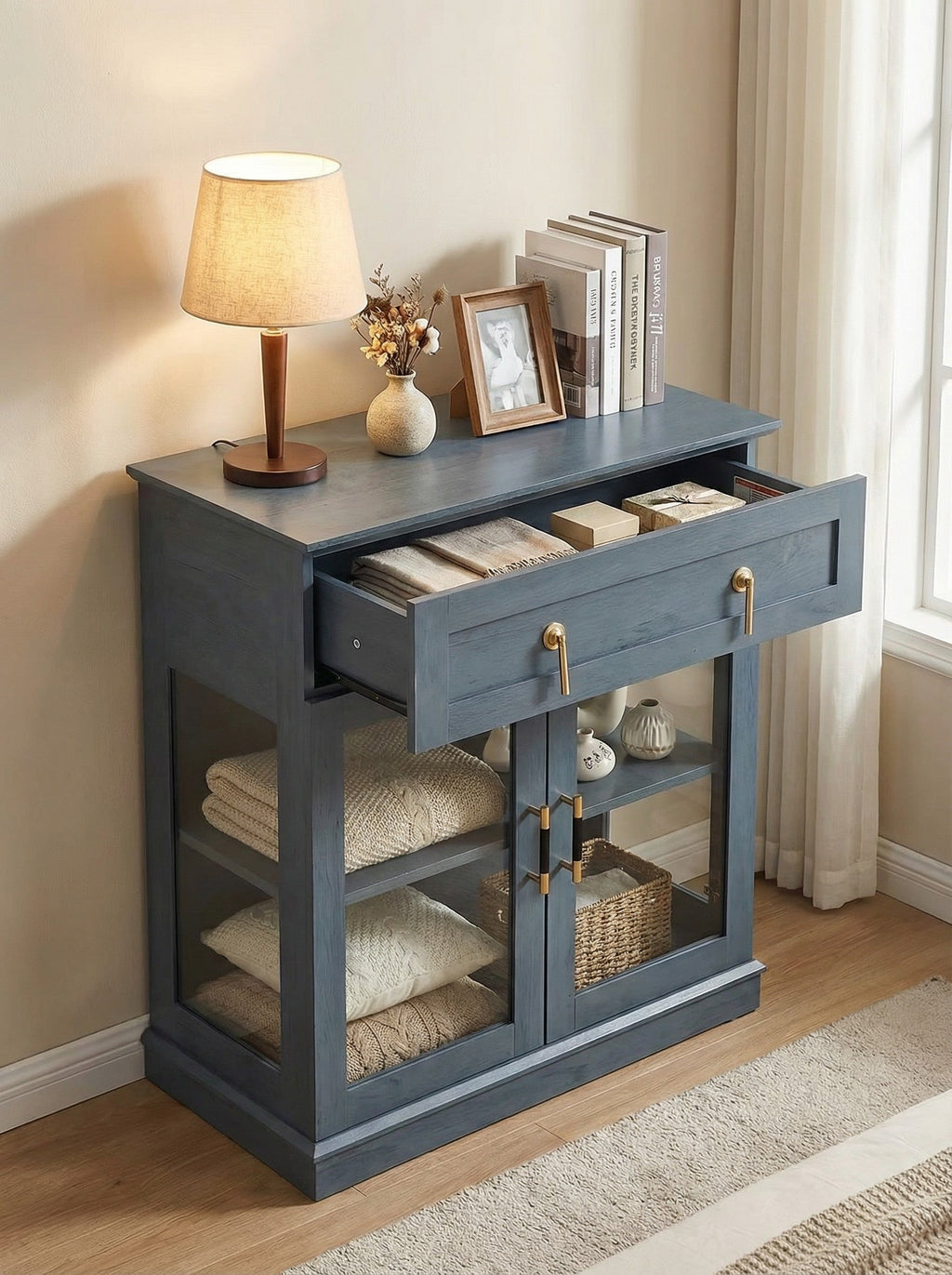 Modern Glass-Door Storage Cabinet