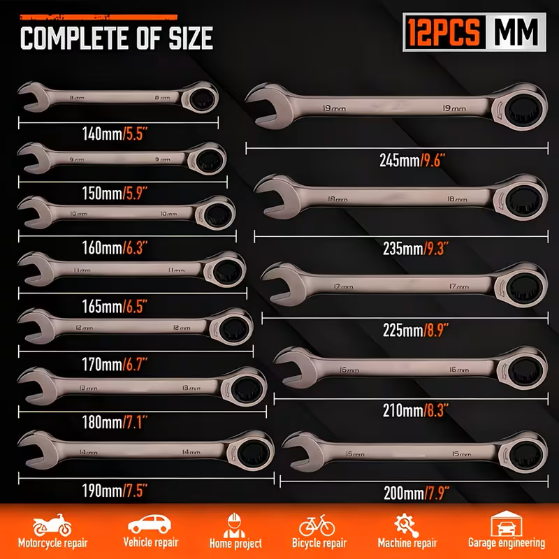 SAE & Metric Ratcheting Wrench Set