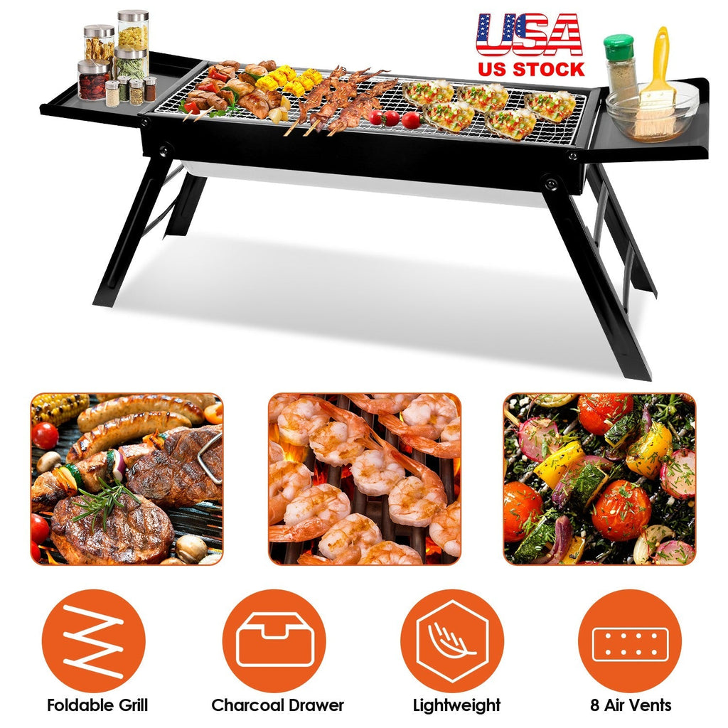 Foldable Charcoal Grill with Side Shelf – product view 5
