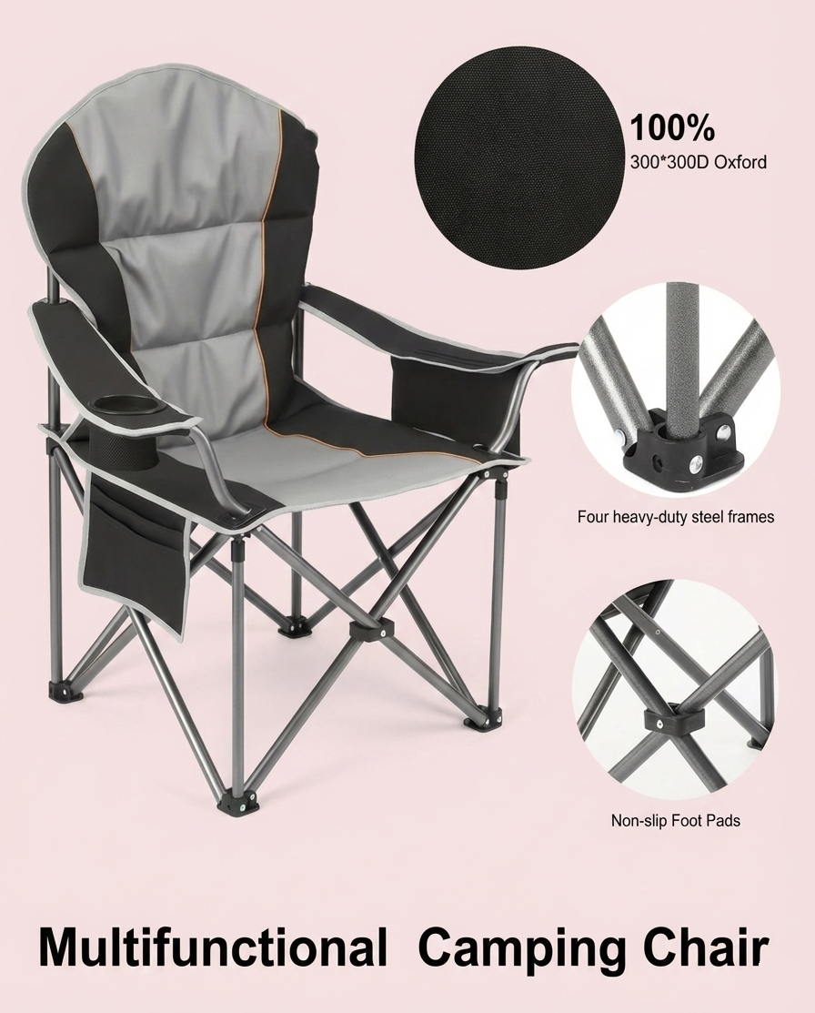 500 lb Folding Camping Chair with Cooler Bag