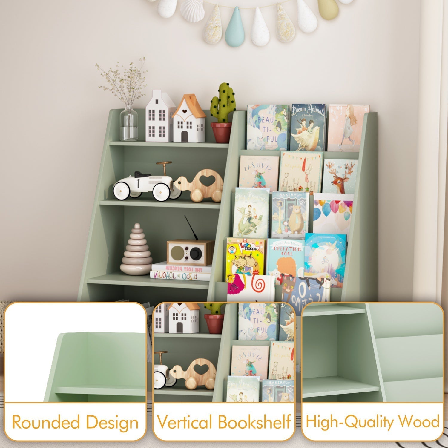 Kids Bookshelf & Toy Storage Organizer – 34.65 in