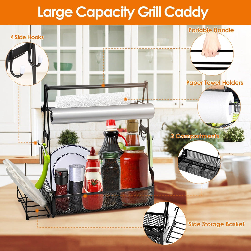 Metal Grill Utensil Caddy with Paper Towel Holder – product view 6