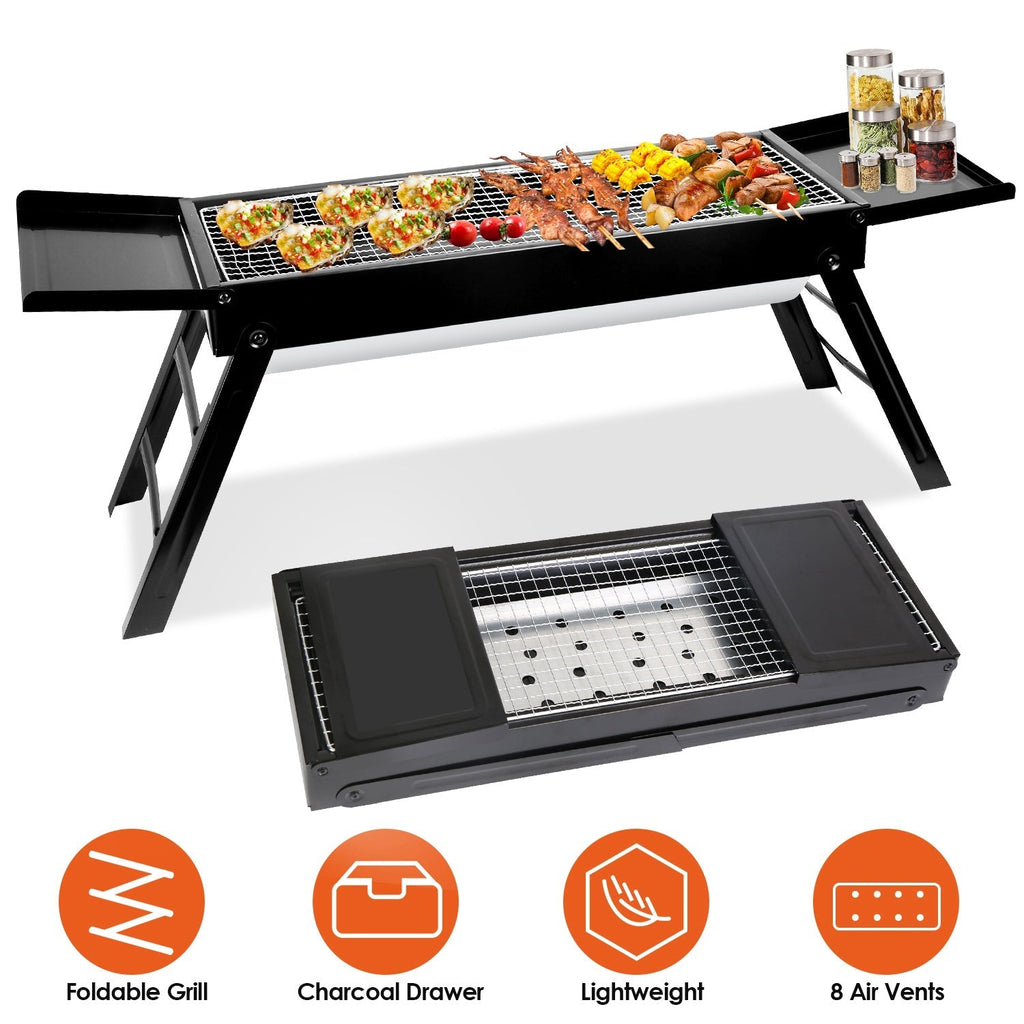 Foldable Charcoal Grill with Side Shelf – product view 2
