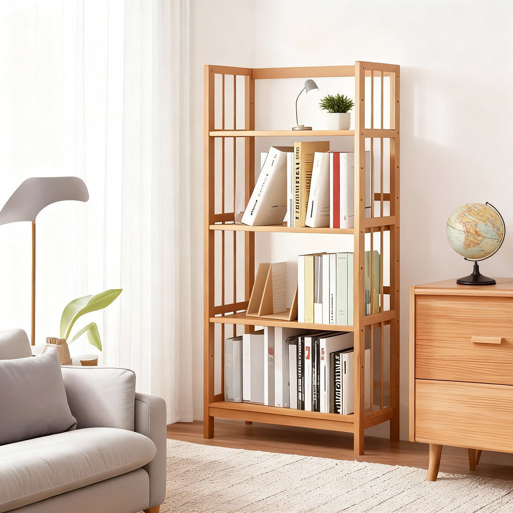 Tall Bamboo Bookshelf with Adjustable Shelves