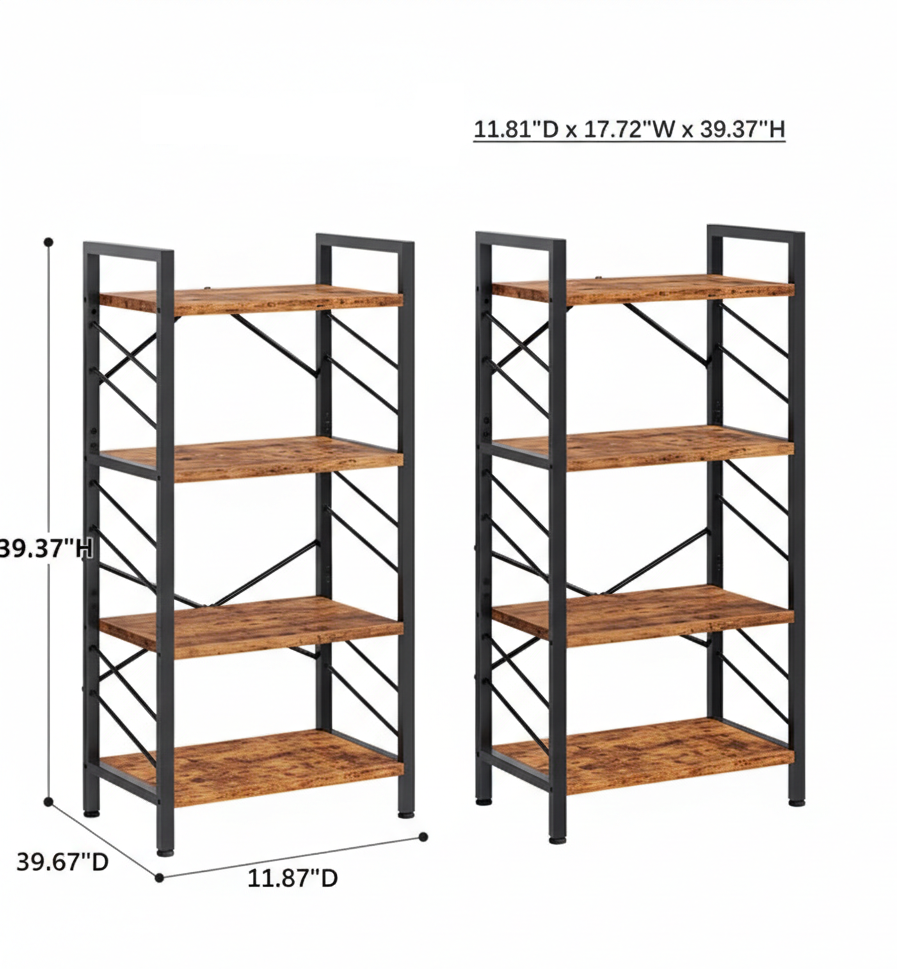 Industrial Multi-Tier Bookshelf
