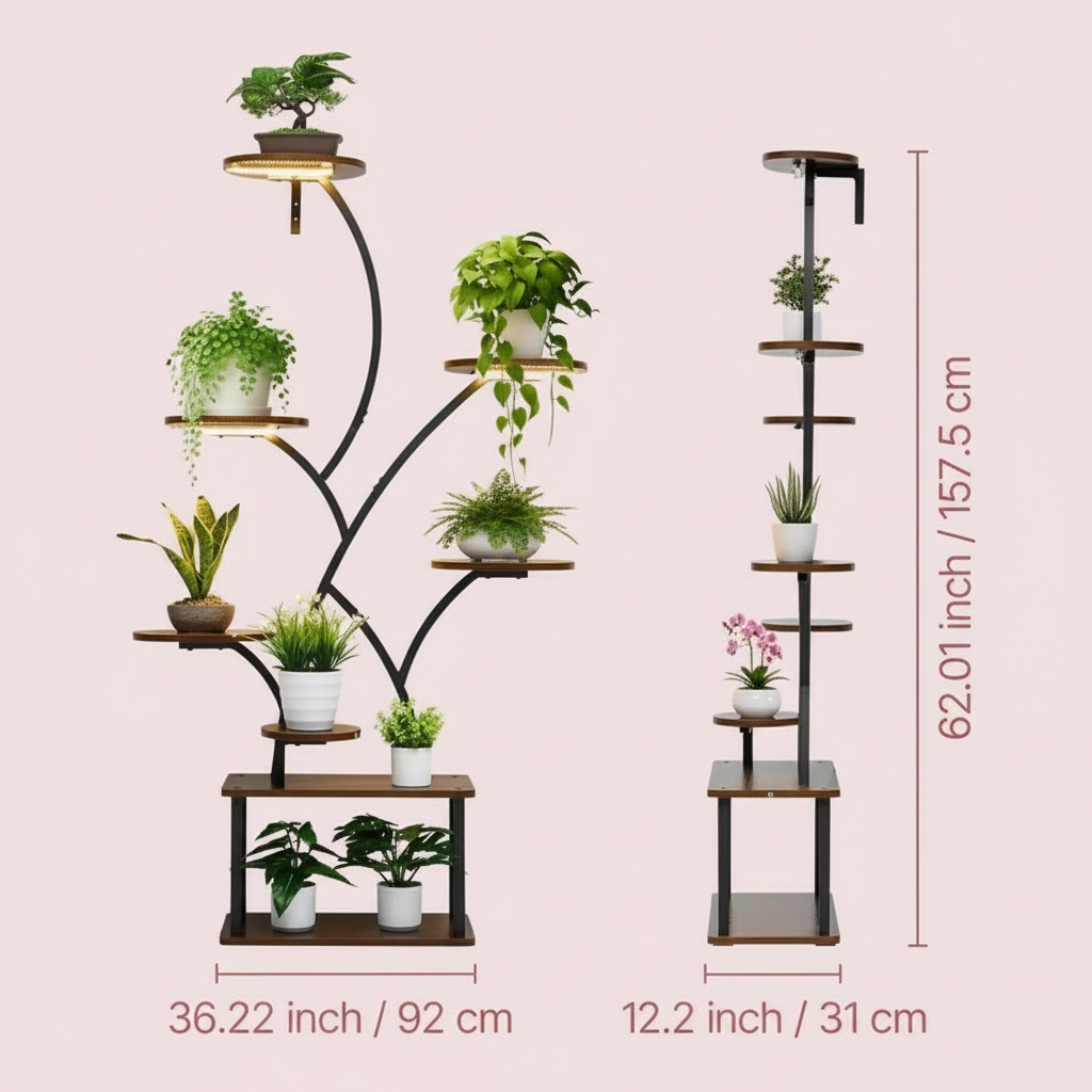 8-Tier Metal Plant Stand with Grow Lights